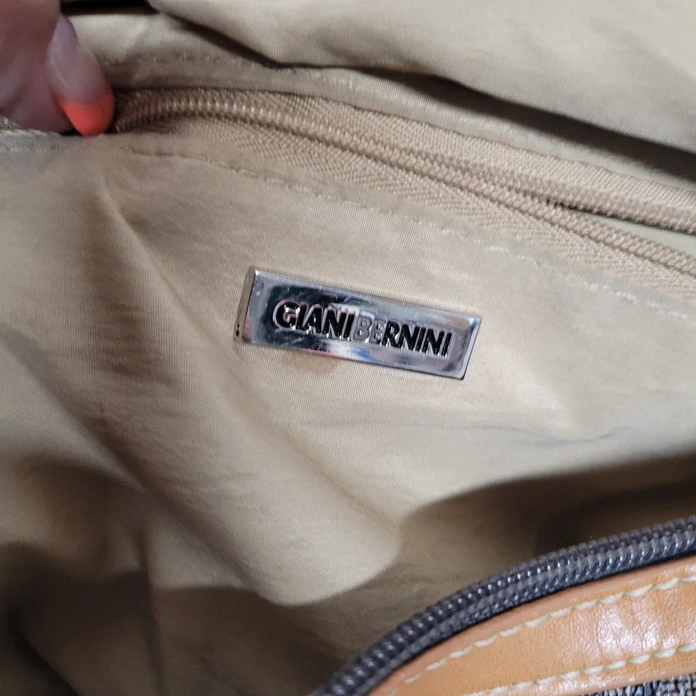 Giani Bernini Monogram Logo Hobo‎ Shoulder Bag Brown Tan Signature Purse